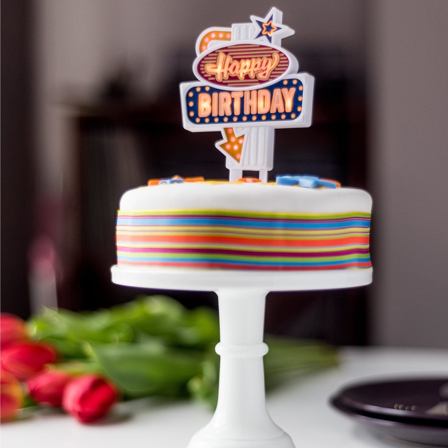 Happy Birthday: Flashing Food Topper